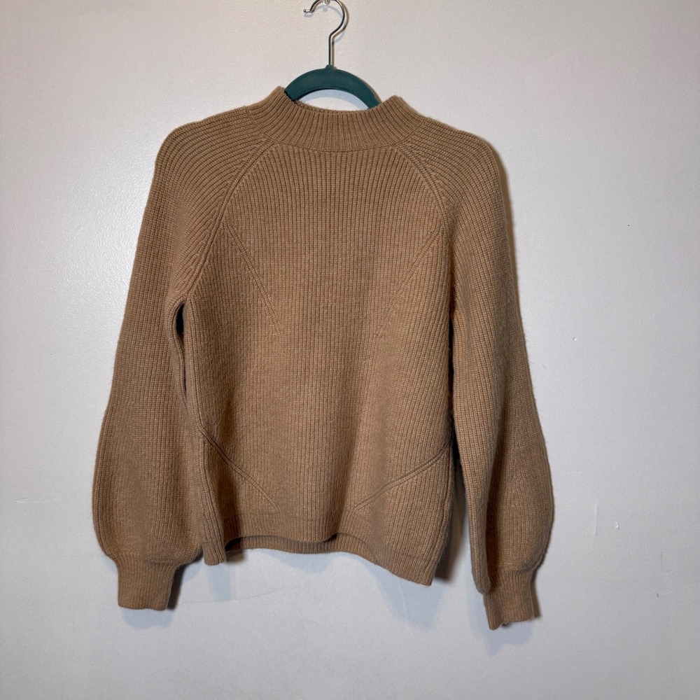 Antonio Melani‎ Womens Camel Ribbed Mock Neck Balloon Sleeve Sweater Size Medium